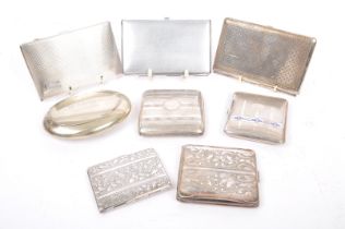 EIGHT EARLY 20TH CENTURY SILVER PLATED CIGARETTE CASES