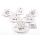 LIMOGES 'CHANTILLY - KAKIEMON' PATTERN SET OF SIX CUPS & SAUCERS