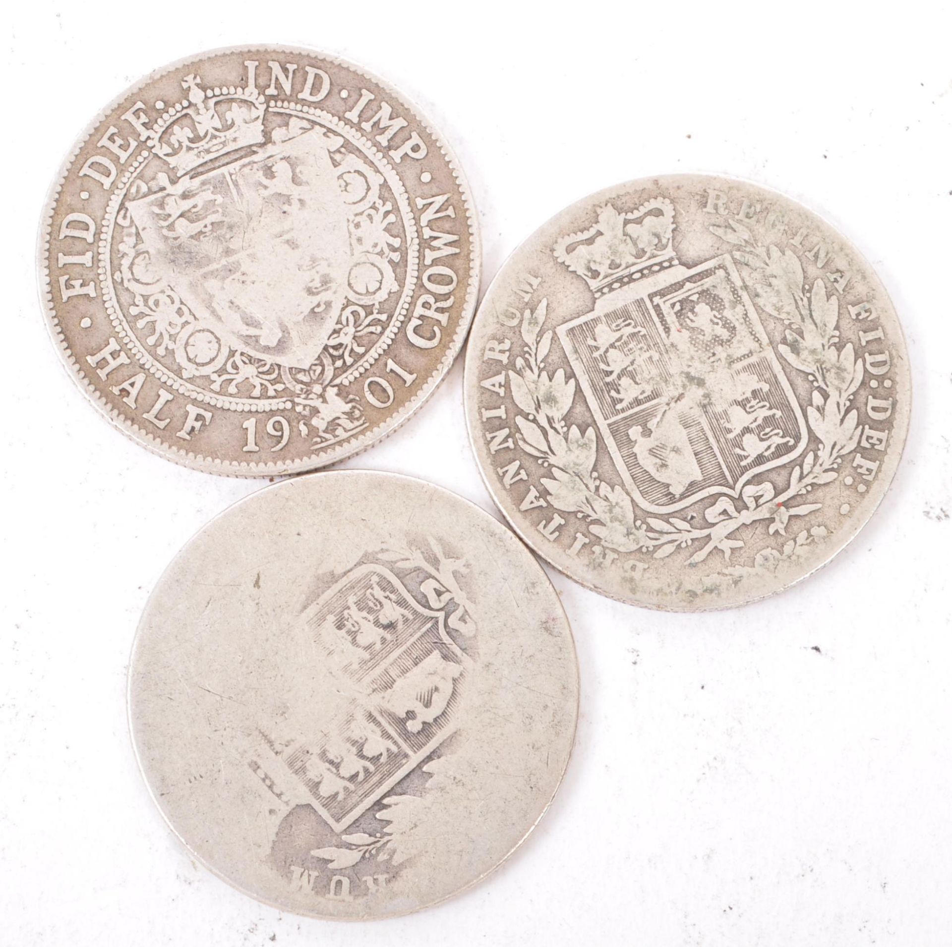 THREE QUEEN VICTORIA SILVER HALF CROWN COINS 1878 & 1901 - Image 2 of 2