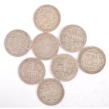 EIGHT EARLY 20TH CENTURY SILVER HALF CROWN COINS