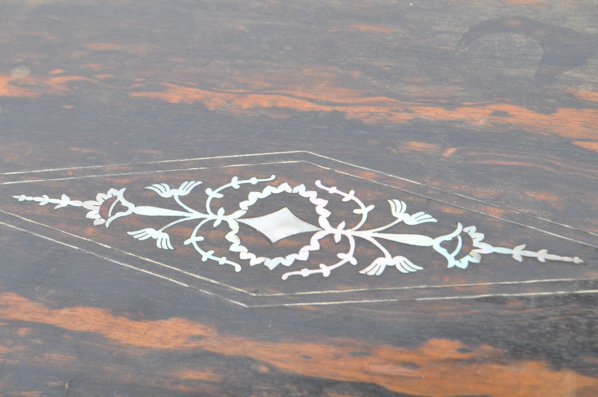 VICTORIAN COROMANDEL WOOD & MOTHER OF PEARL WRITING SLOPE - Image 10 of 11