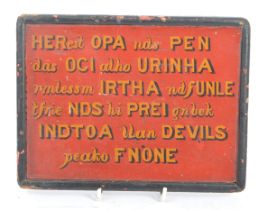 SMALL EARLY 20TH CENTURY HAND PAINTED PANEL SIGN