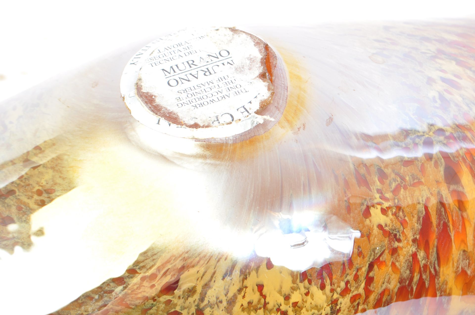 VINTAGE SLABBED ROLLED MOTTLED AMBER MURANO DISH - Bild 6 aus 6