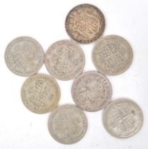 EIGHT EARLY 20TH CENTURY SILVER HALF CROWN COINS