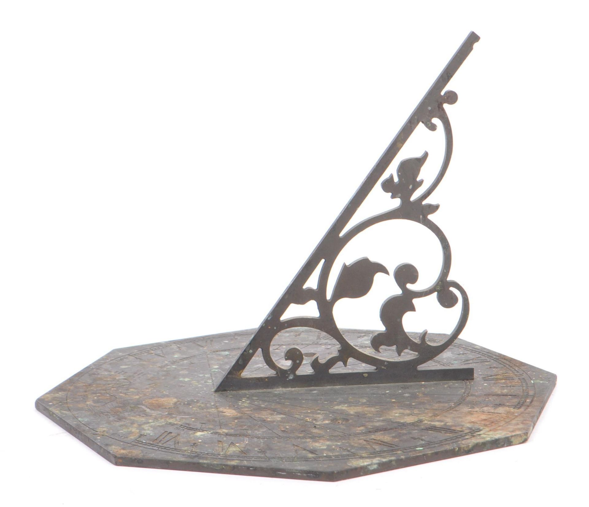 LATE 19TH CENTURY BRONZE OCTAGONAL DESK SUNDIAL