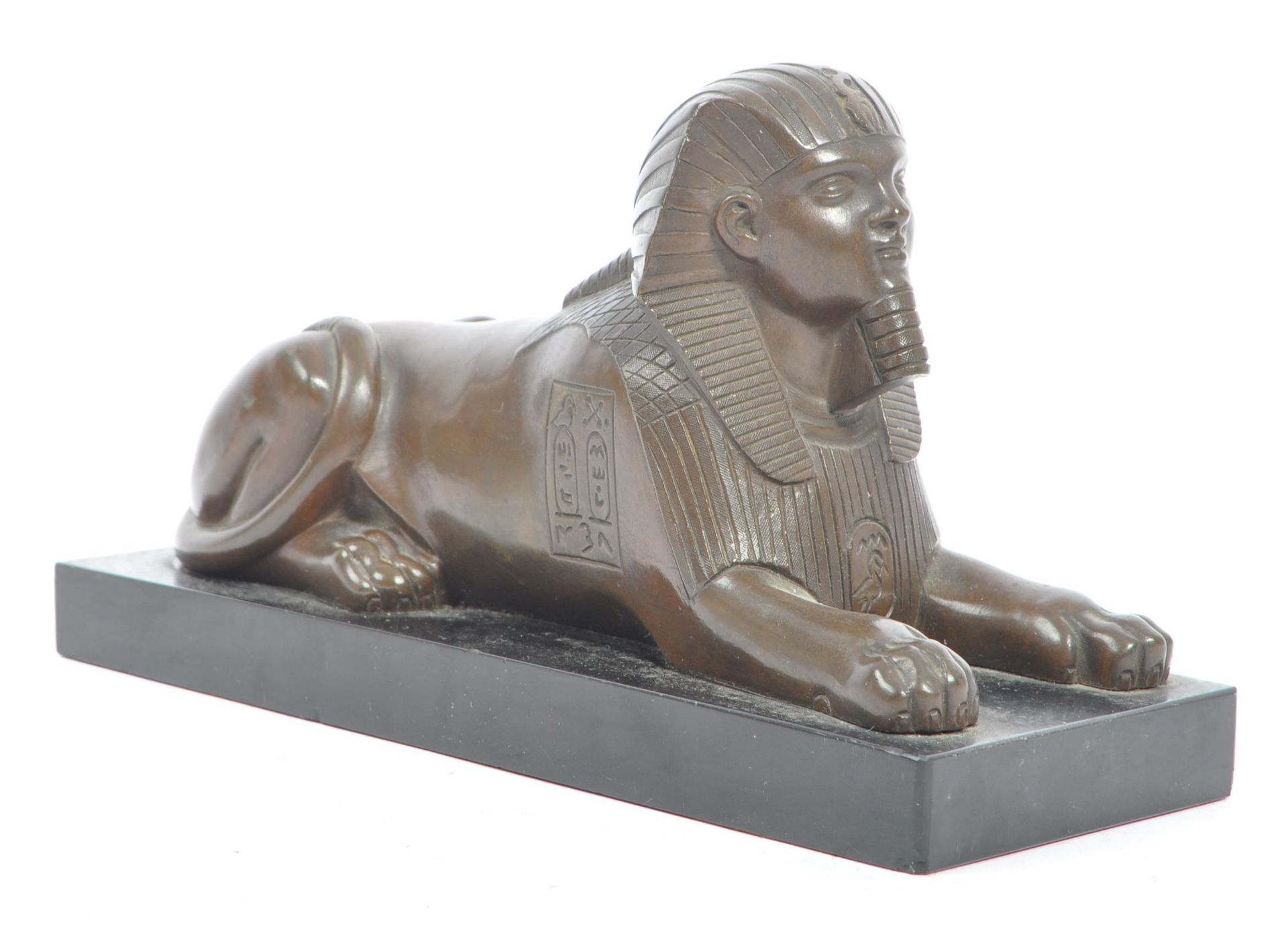 EGYPTIAN REVIVAL LATE VICTORIAN BRONZE FIGURE OF SPHINX