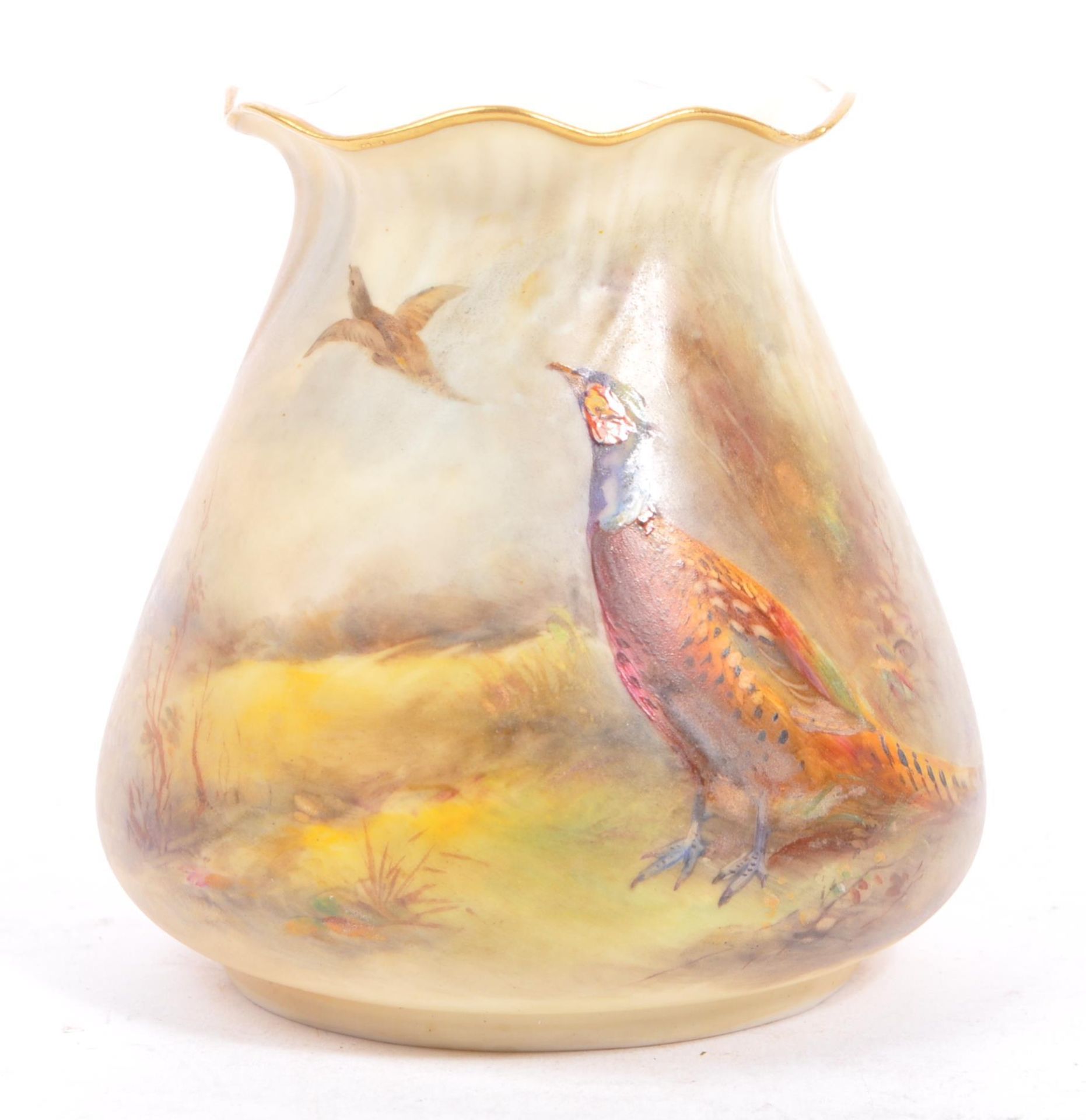 ROYAL WORCESTER JAMES STINTON G957 PHEASANTS WOODLAND VASE