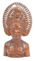 LARGE 20TH CENTURY BALINESE FEMALE CARVING BUST