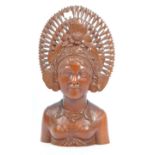 LARGE 20TH CENTURY BALINESE FEMALE CARVING BUST