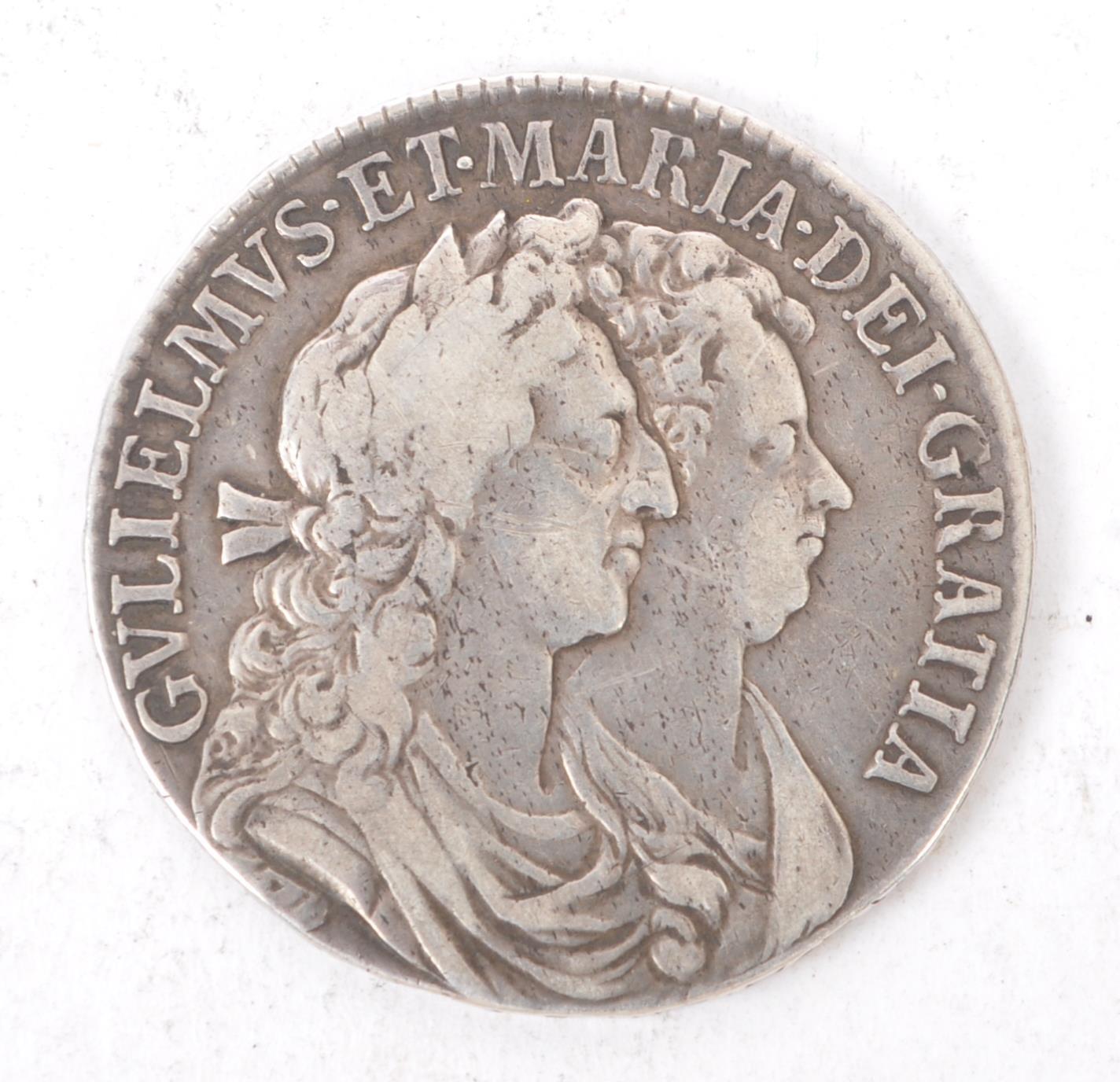 WILLIAM & MARY 1689 SILVER HALF CROWN COIN