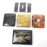 FOUR CIGARETTE CASES & ONE LIGHTER CASE BY RONSON