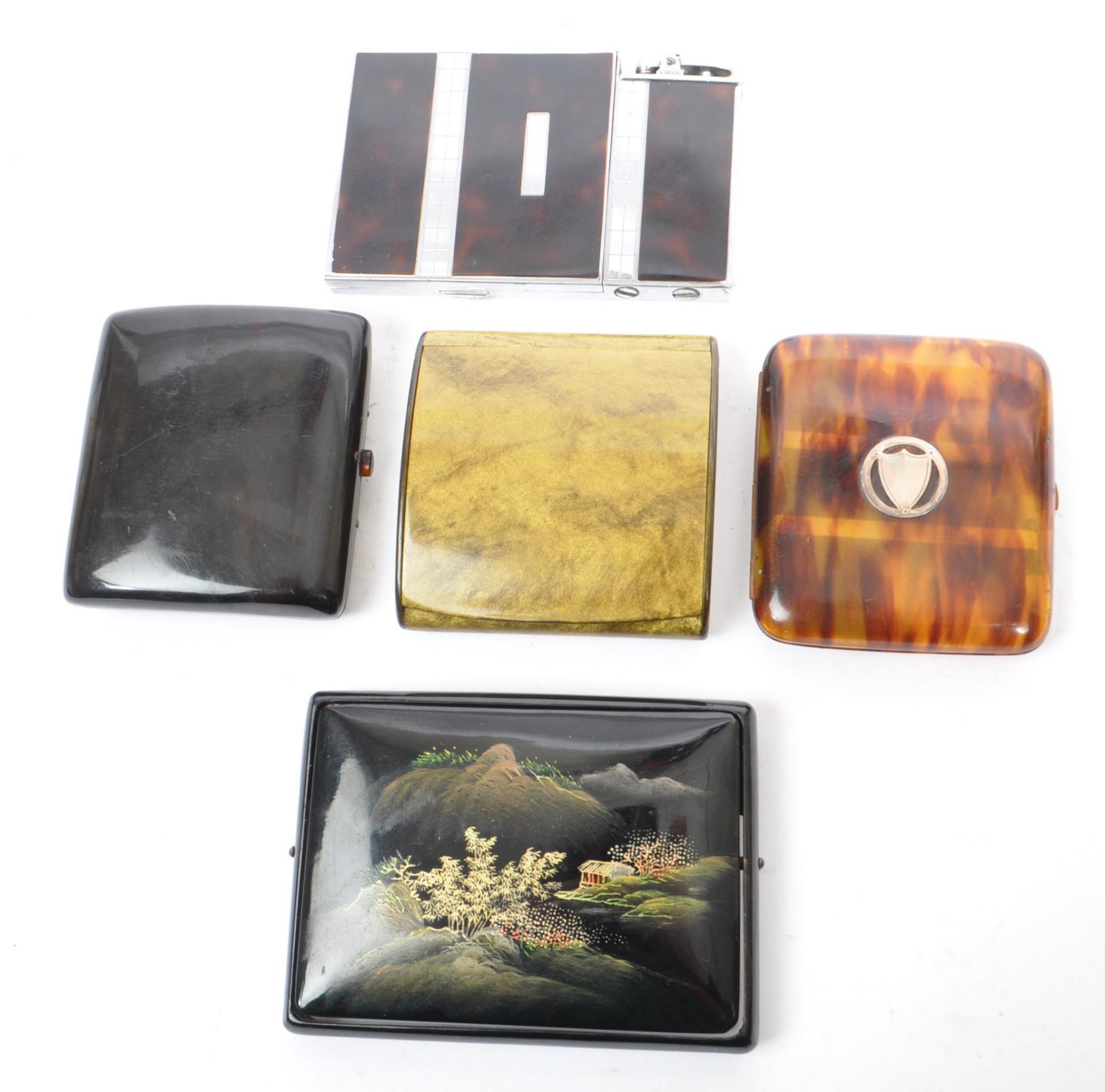 FOUR CIGARETTE CASES & ONE LIGHTER CASE BY RONSON