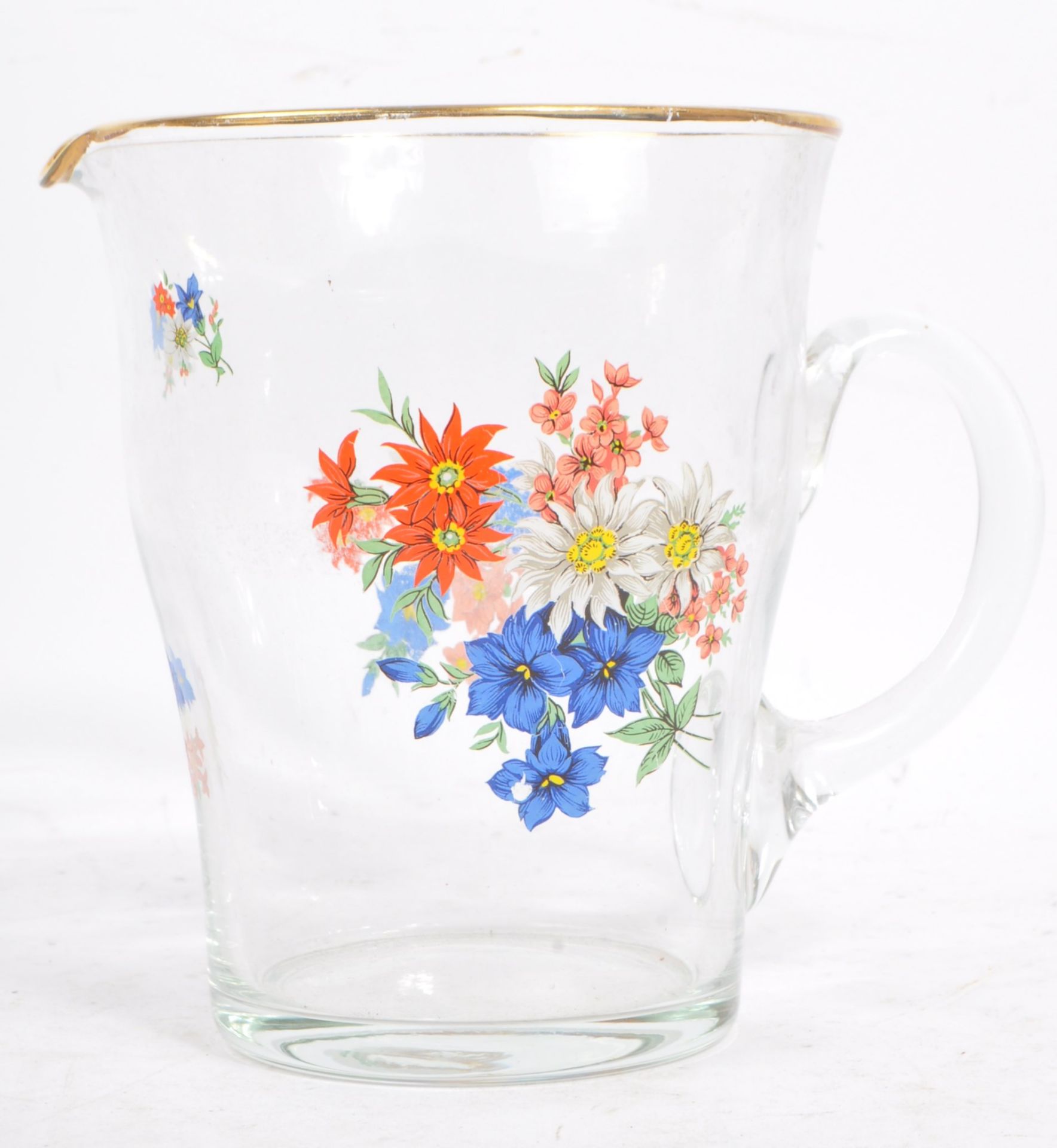 VINTAGE 20TH CENTURY FLORAL DESIGN GLASS LEMONADE SET - Image 2 of 8