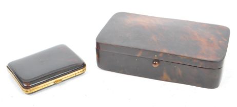 PAIR OF EARLY 20TH CENTURY 1920S TORTOISE SHELL CIGARETTE CASES