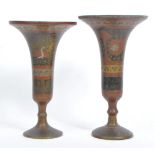 PAIR OF INDIAN BRASS WIDE FLANGE SPILL VASES