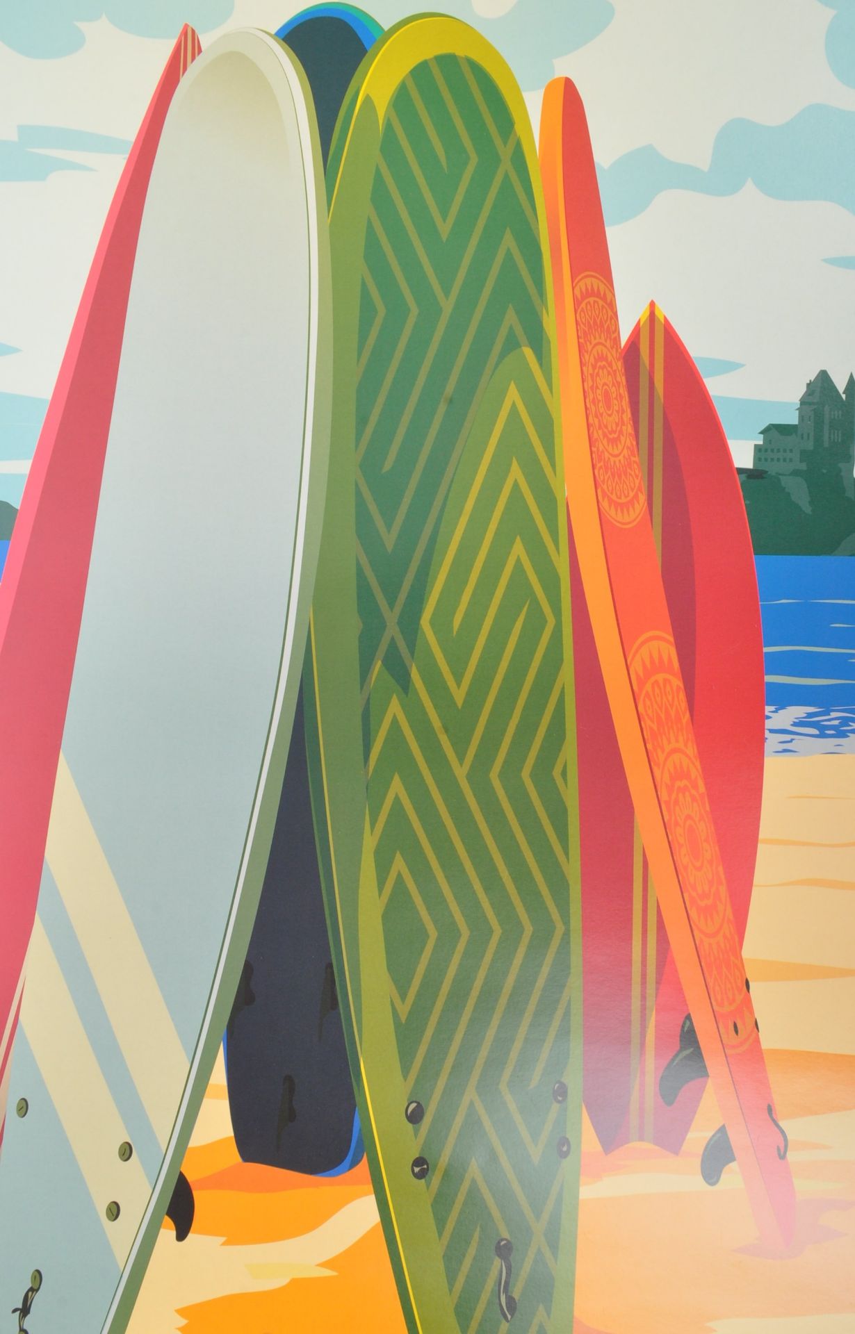 BIARRITZ COTE BASQUE SURFBOARDS AT REST POST WAR ART PRINT - Bild 3 aus 6