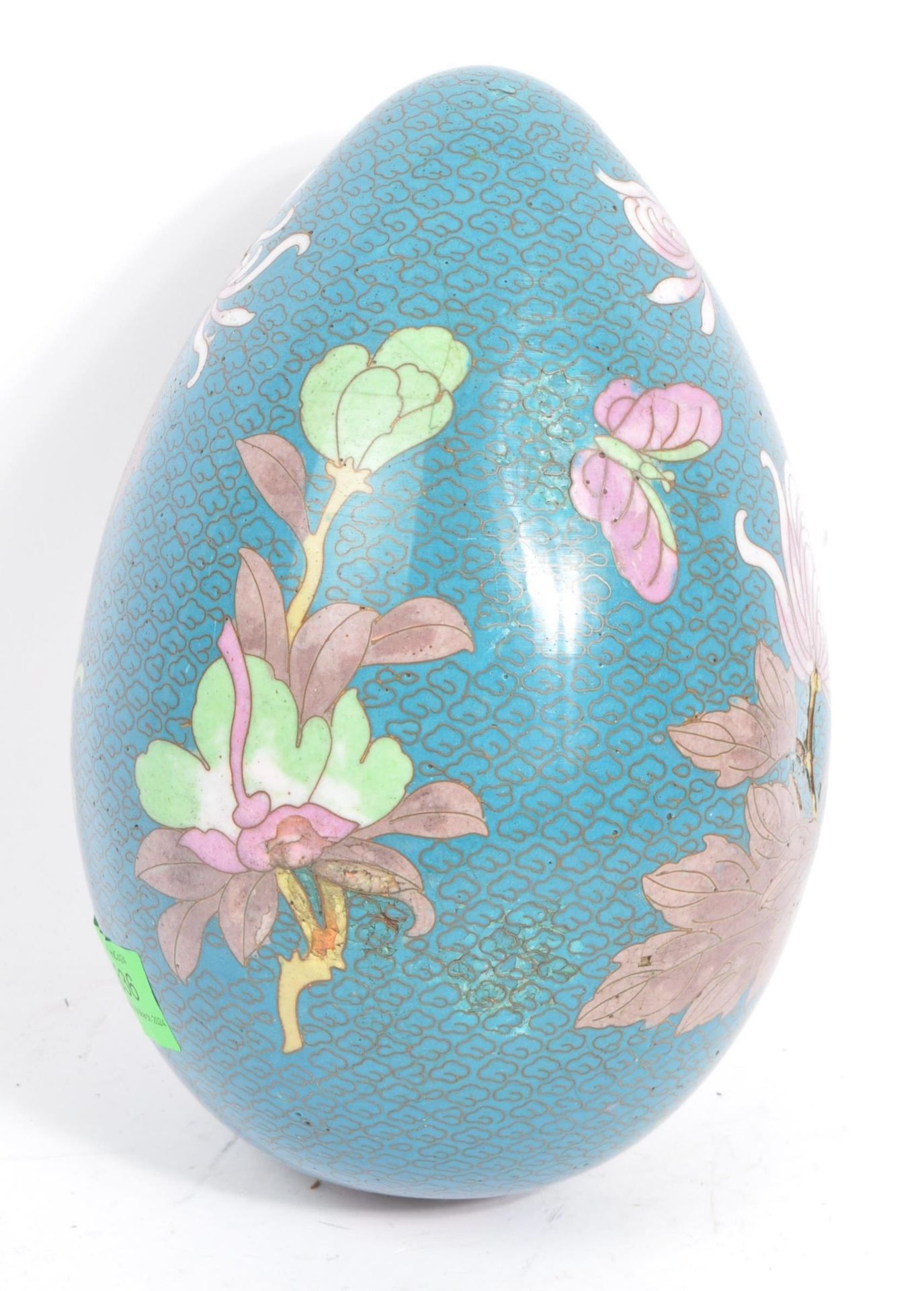 LARGE EARLY TO MID 20TH CENTURY VINTAGE CLOISONNE FLORAL EGG - Bild 3 aus 6