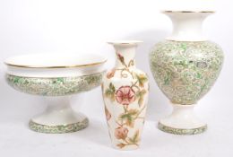 COLLECTION OF THREE CERAMIC VASES & URN BY CASTELLI & ZSOLNAY