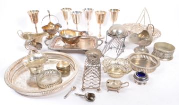 LARGE COLLECTION OF PEWTER AND SILVER PLATE TABLEWARE