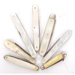 COLLECTION OF SEVEN MOTHER OF PEARL FRUIT KNIVES