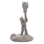 19TH CENTURY CECILY BARKER STYLE PEWTER CANDLE STICK HOLDER