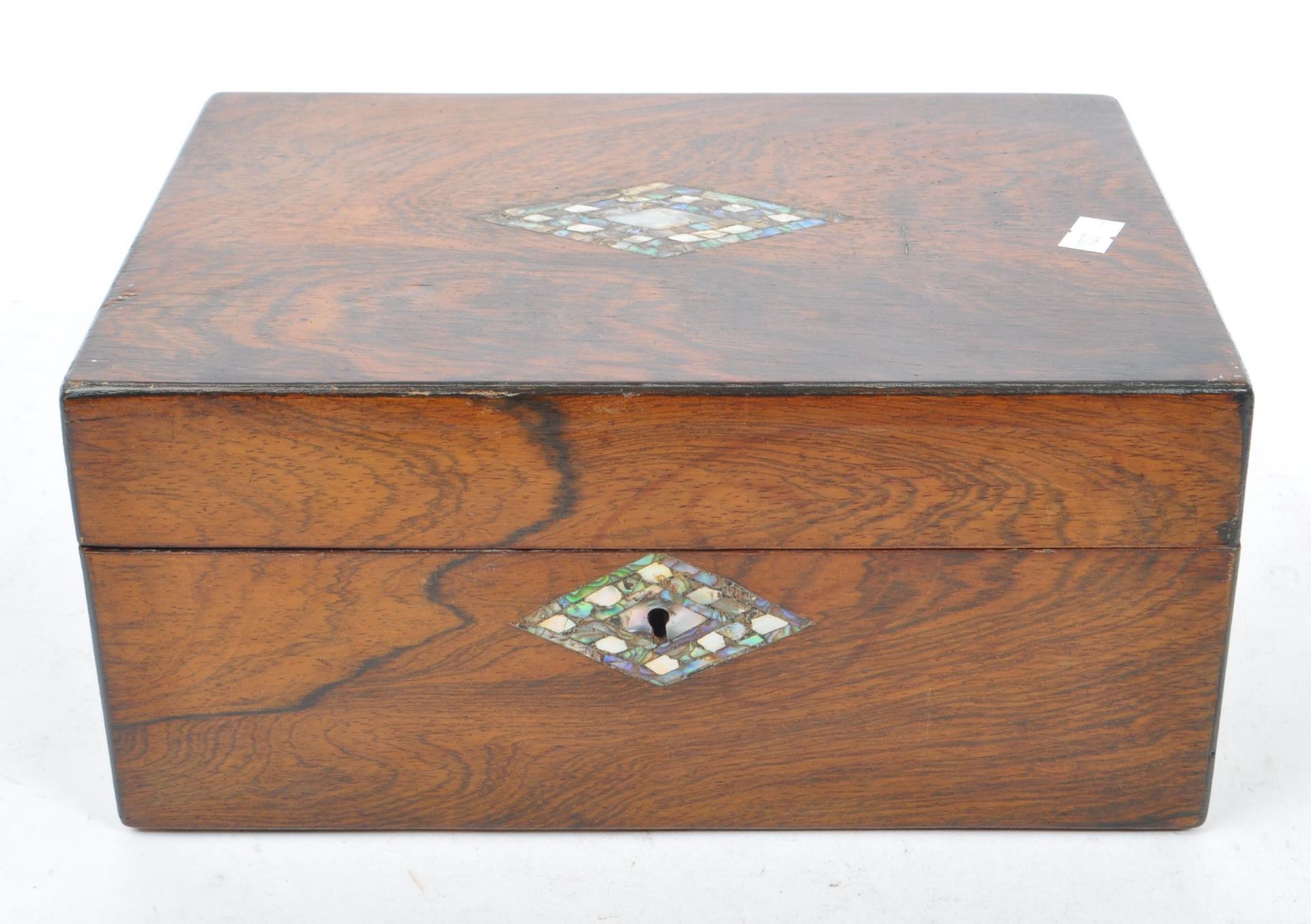 VICTORIAN MAHOGANY VENEERED & ABALONE INLAID SEWING BOXES - Image 2 of 9