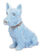 LARGE CERAMIC BLUE SEATED DOG FIGURINE BY SYLVAC