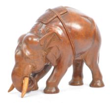 INDIAN INSPIRED ORIENTAL HAND CARVED HARDWOOD ELEPHANT