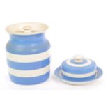 TWO BLUE AND WHITE KITCHEN CERAMIC WARES BY TG GREEN