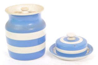 TWO BLUE AND WHITE KITCHEN CERAMIC WARES BY TG GREEN