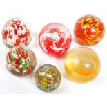 SIX VINTAGE MID CENTURY STUDIO ART GLASS PAPERWEIGHTS