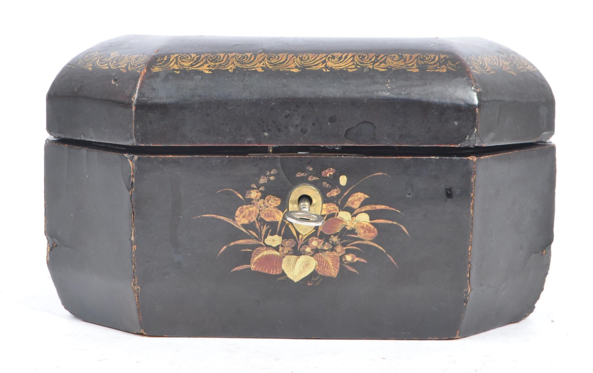 CHINESE 19TH CENTURY LACQUERED & HAND PAINTED TEA CADDY - Bild 2 aus 7