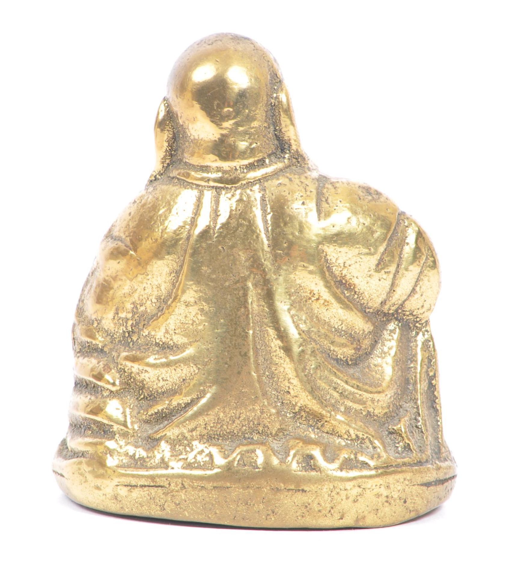 CHINESE EARLY 20TH CENTURY BRASS LAUGHING BUDDHA FIGURE - Image 3 of 6