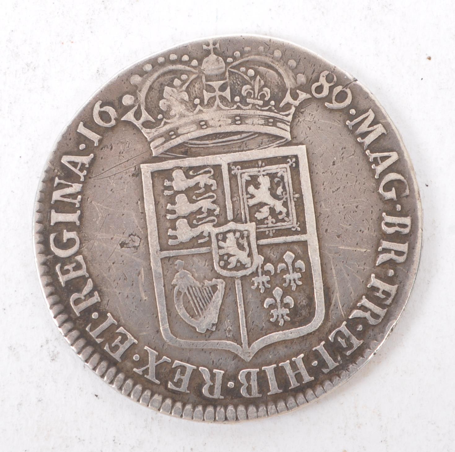 WILLIAM & MARY 1689 SILVER HALF CROWN COIN - Image 2 of 2