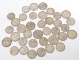 COLLECTION 1940S BRITISH HALF CROWNS & TWO SHILLING COINS