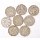 EIGHT EARLY 20TH CENTURY SILVER HALF CROWNS