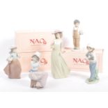 COLLECTION OF FIVE NAO FOR LLADRO CERAMIC FIGURINES