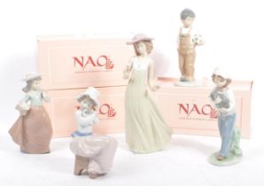 COLLECTION OF FIVE NAO FOR LLADRO CERAMIC FIGURINES