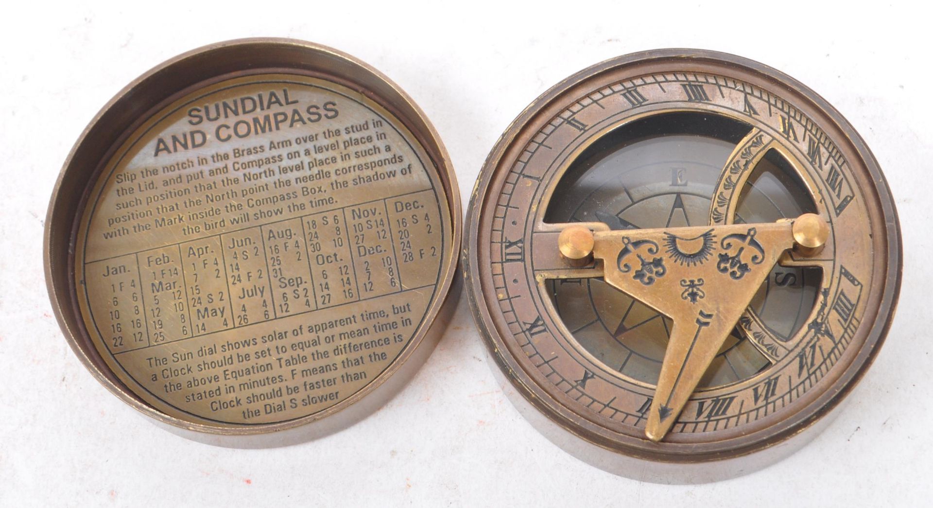 BRASS CASED COMPASS & SUNDIAL - THE MARY ROSE