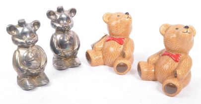 FOUR 1970'S SILVER PLATE / CERAMIC TEDDY BEAR MONEY BOXES