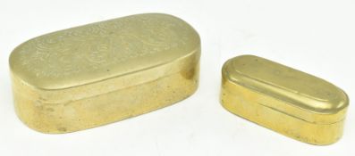 TWO 18TH AND 19TH CENTURY INDIAN BRASS BETEL BOXES