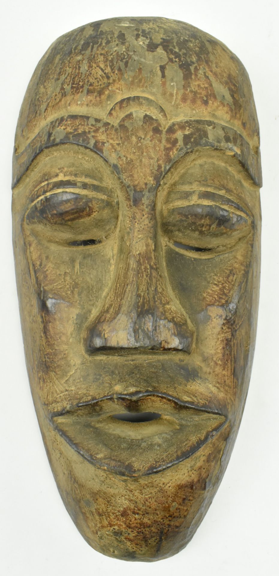 THREE RUSTIC AFRICAN TRIBAL WOODEN WALL MASKS - Image 2 of 5