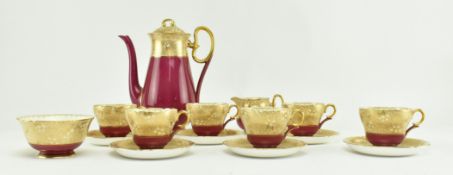 SHELLEY - MID CENTURY PORCELAIN TEA SERVICE IN GILT & MAROON