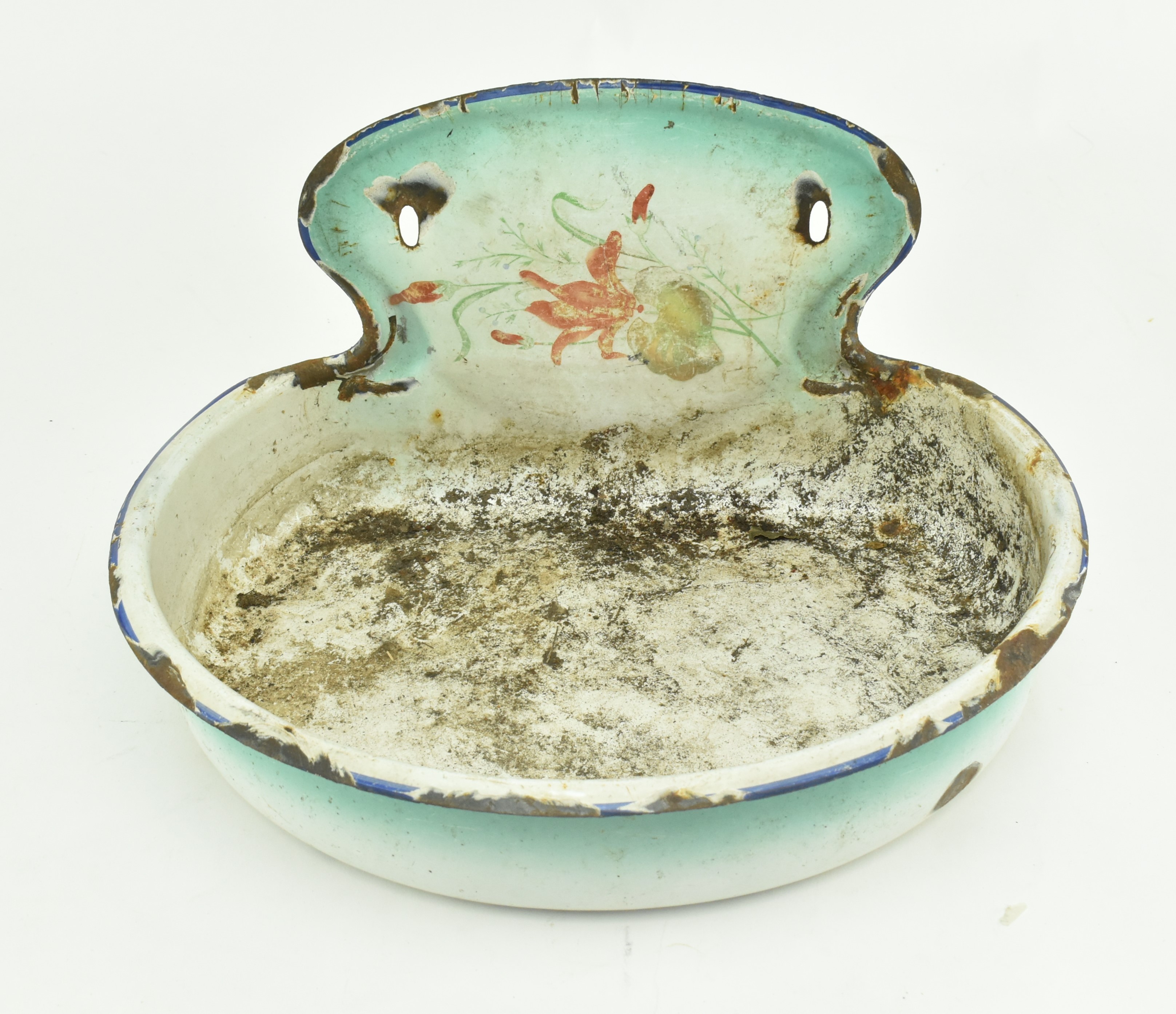 EARLY 20TH CENTURY CZECH ENAMEL PAINTED WALL SINK BASIN - Image 2 of 7