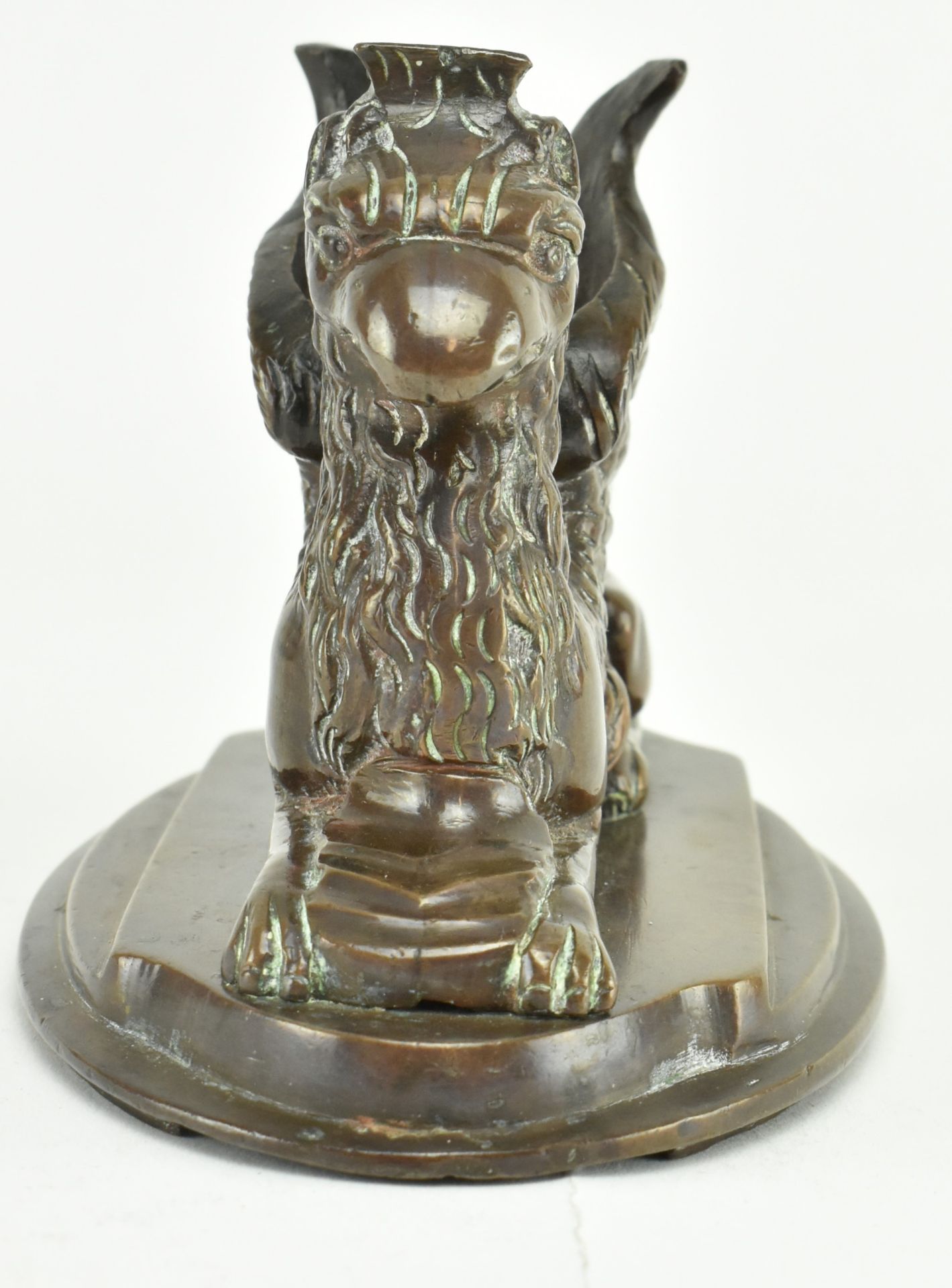 19TH CENTURY BRONZE GRIFFIN CANDLESTICK HOLDER - Image 5 of 6