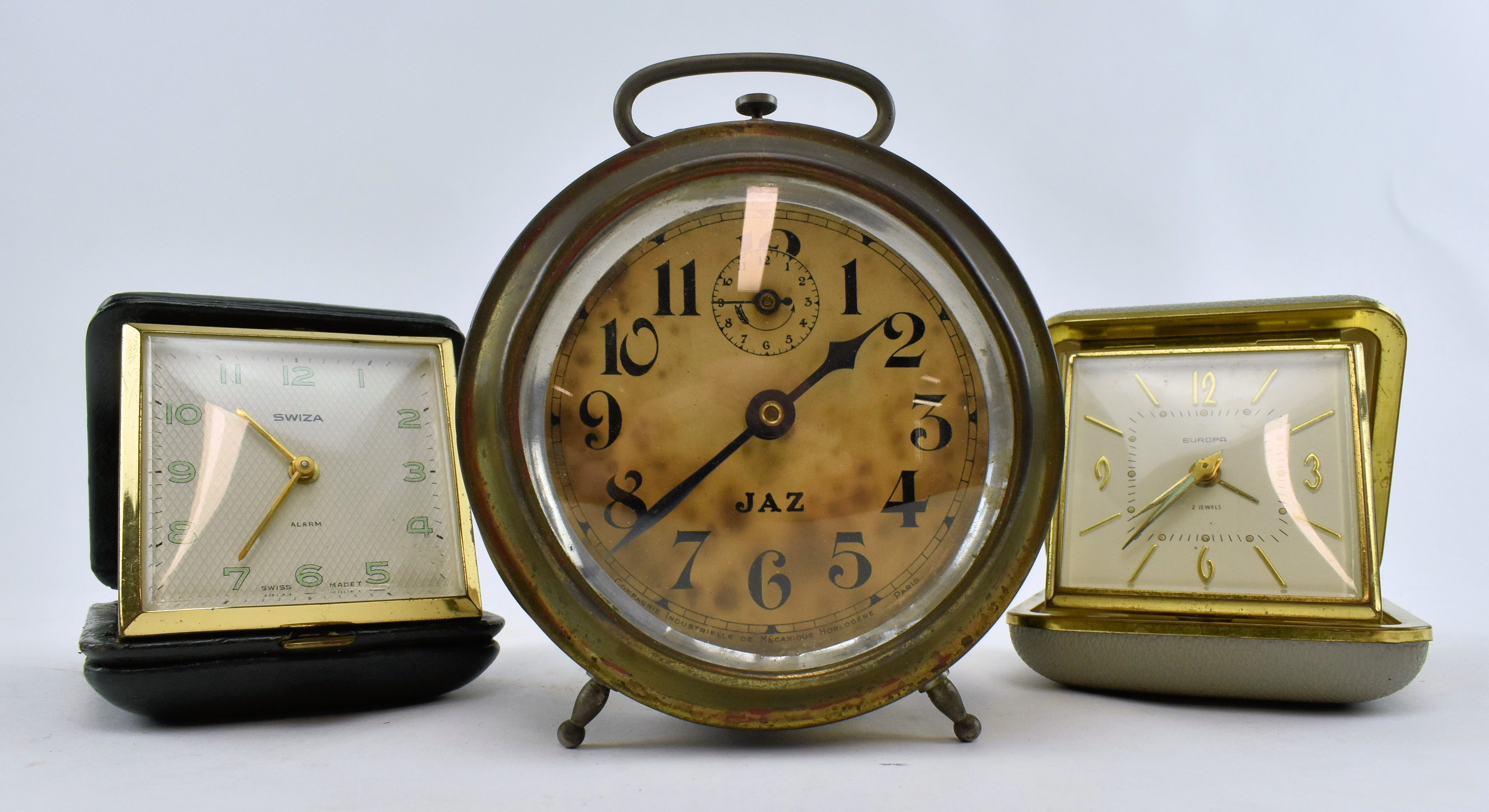 c1920 FRENCH JAZ CLOCK AND TWO TRAVEL CLOCKS - Image 2 of 9