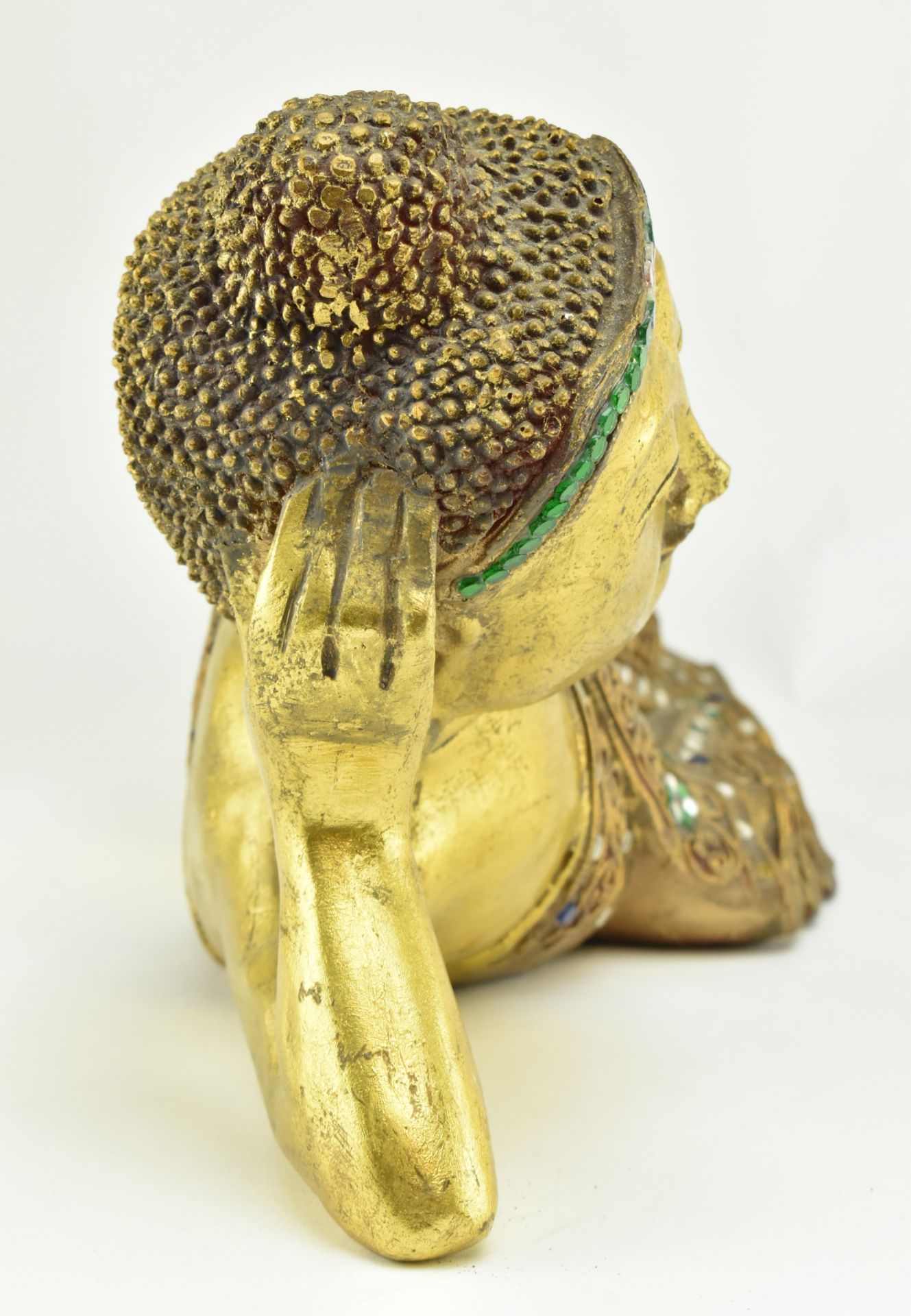 CARVED WOODEN GOLD PAINTED THAI RECLINING BUDDHA - Image 3 of 6