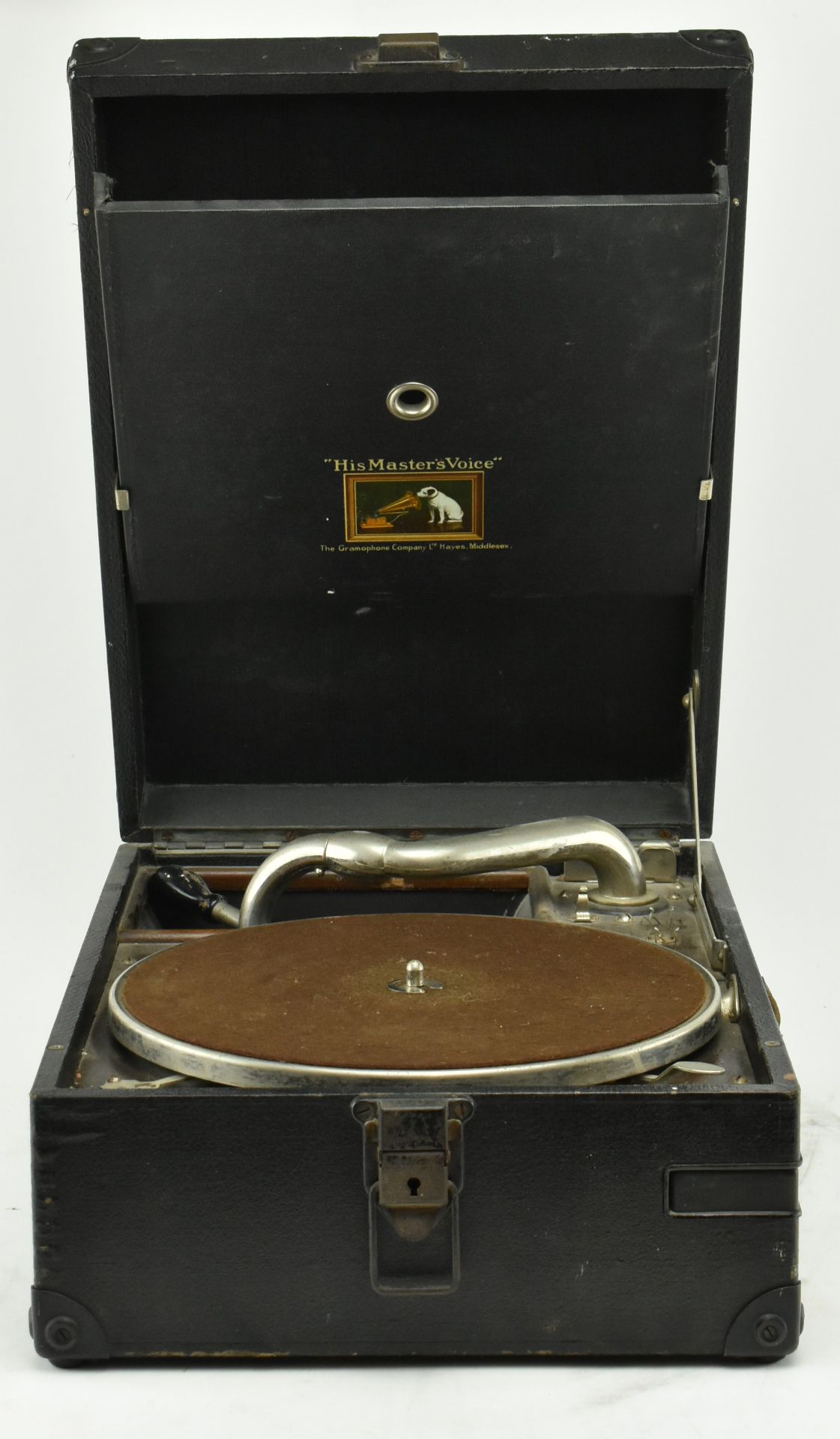 HIS MASTER'S VOICE - LEATHER CASED CIRCA 1925 GRAMOPHONE - Image 3 of 7