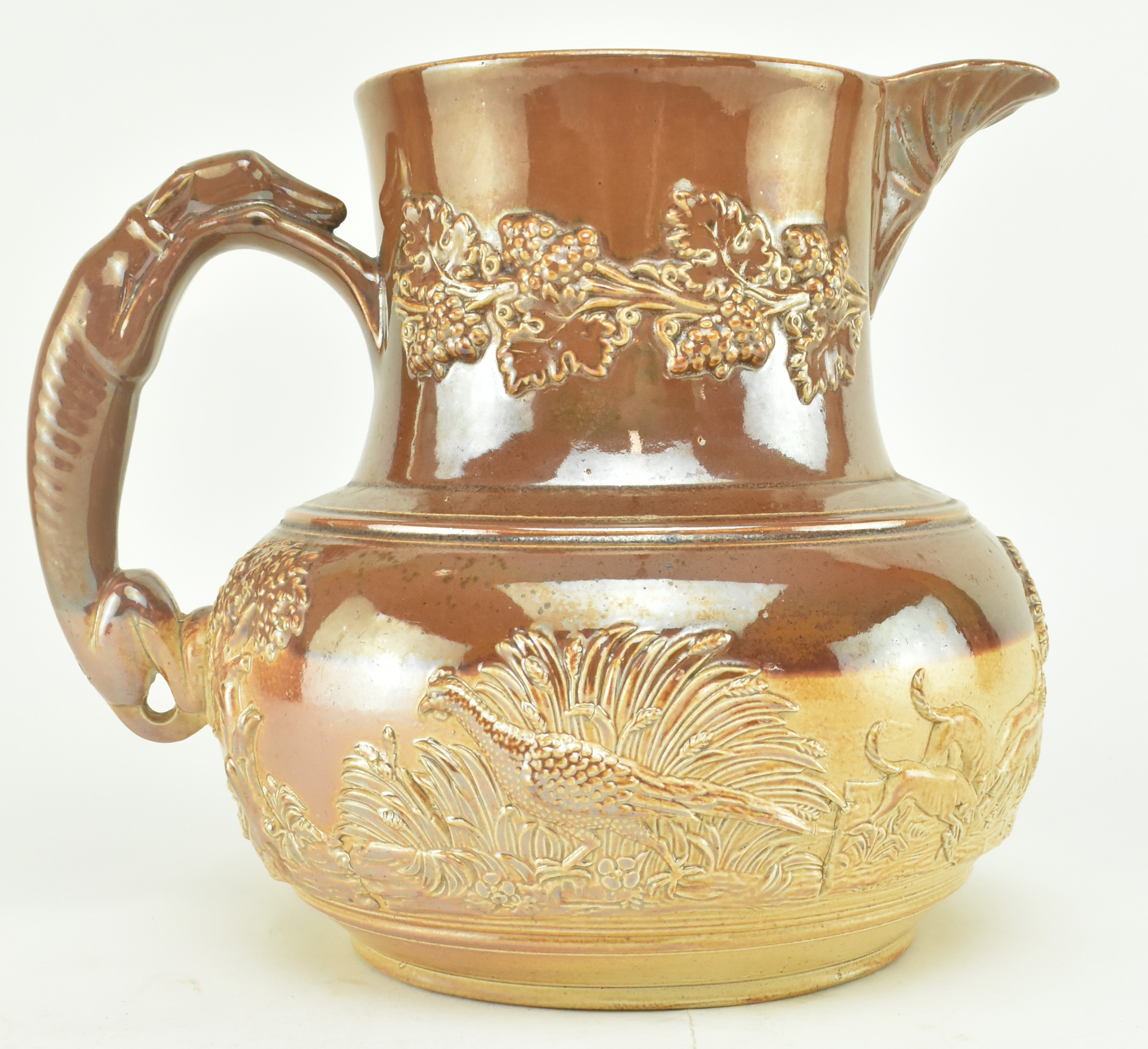 CIRCA 1830s SALT GLAZED STONEWARE JUG WITH HUNTING SCENE - Image 2 of 8