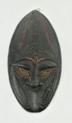VINTAGE GHANAIAN TRIBAL WALL HANGING MASK IN BLACK & RED